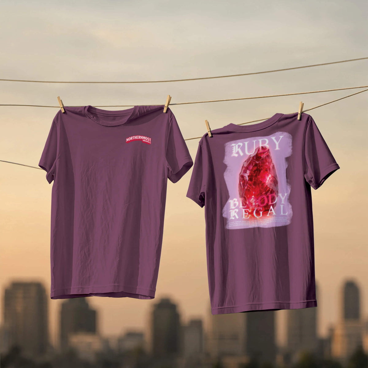 Ruby Reign Tee — back with ruby gem print